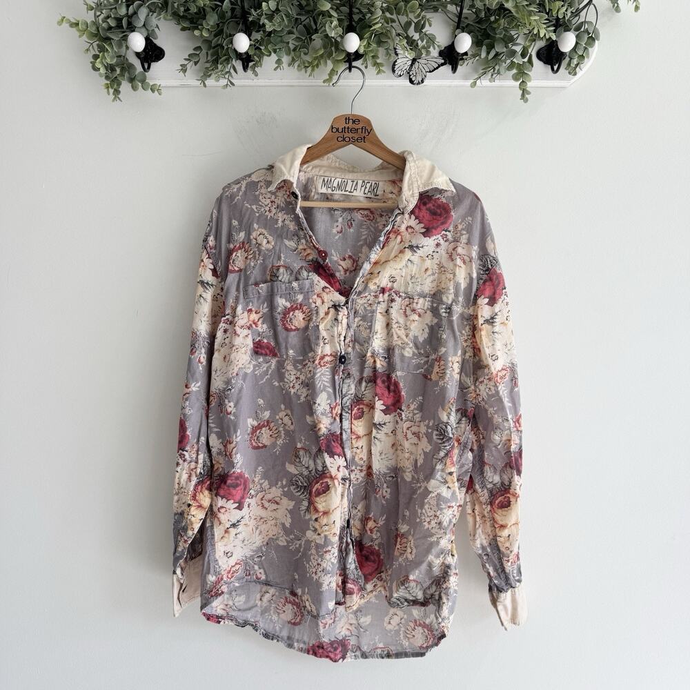 Magnolia Pearl "Boyfriend Shirt" "Rose Garden" floral print